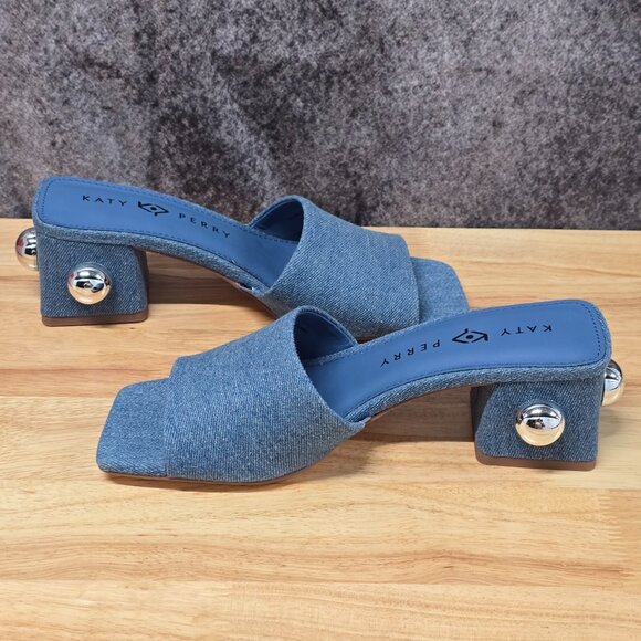 Katy Perry The Gemm Stud Slide Sandal Blue Denim - Picture 7 of 11